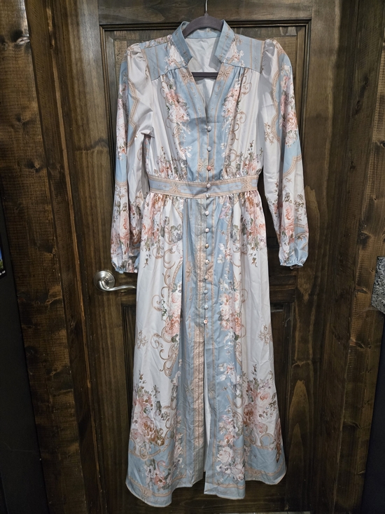 Rosa Clothing Dresses & Skirts - Light Blue Floral Maxi Dress Thin Fabric